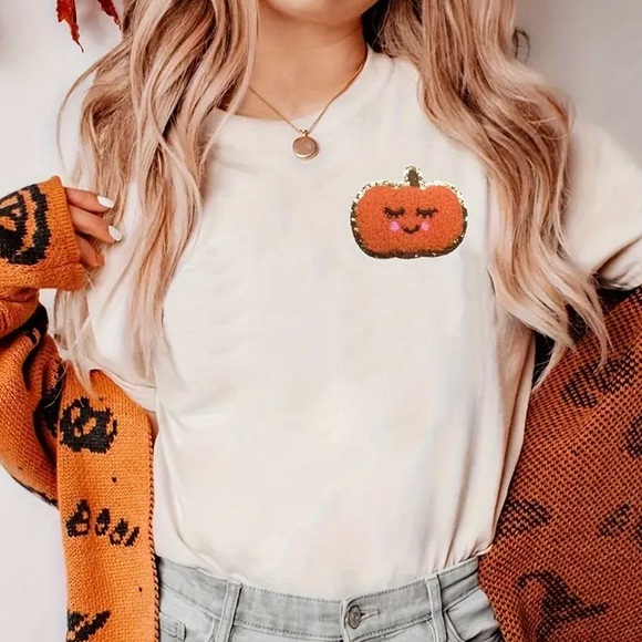 Vibrant Chenille Pumpkin Patch Appliqué Iron-On, Fusible, Embroidery Ready - Picture 7 of 9